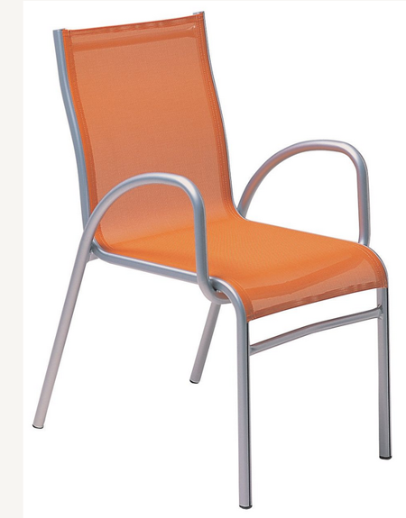 Stuhl Silber, Stoff orange